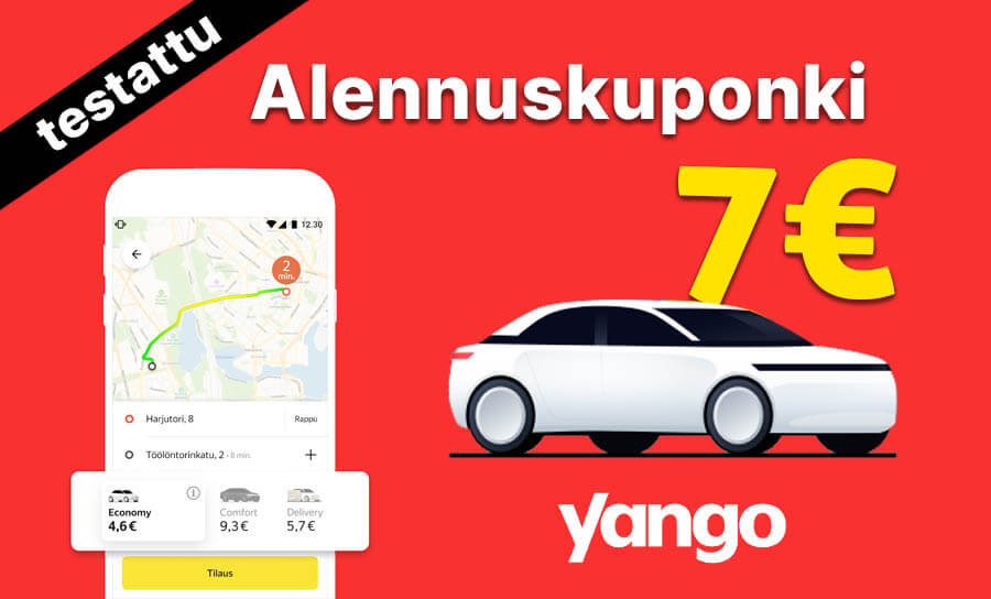 Yango taksi 7€ alennuskoodi kuponki 2025 | testattu koodi